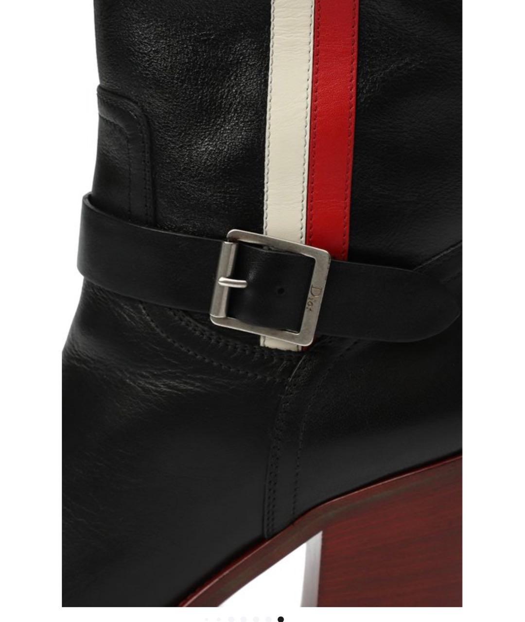 CHRISTIAN DIOR Черные кожаные сапоги, фото 5