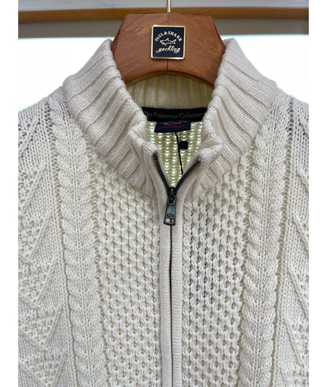 PAUL & SHARK Белый шерстяной кардиган, фото 7