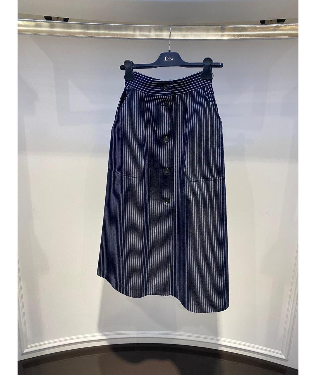 CHRISTIAN DIOR Синяя хлопковая юбка макси, фото 4