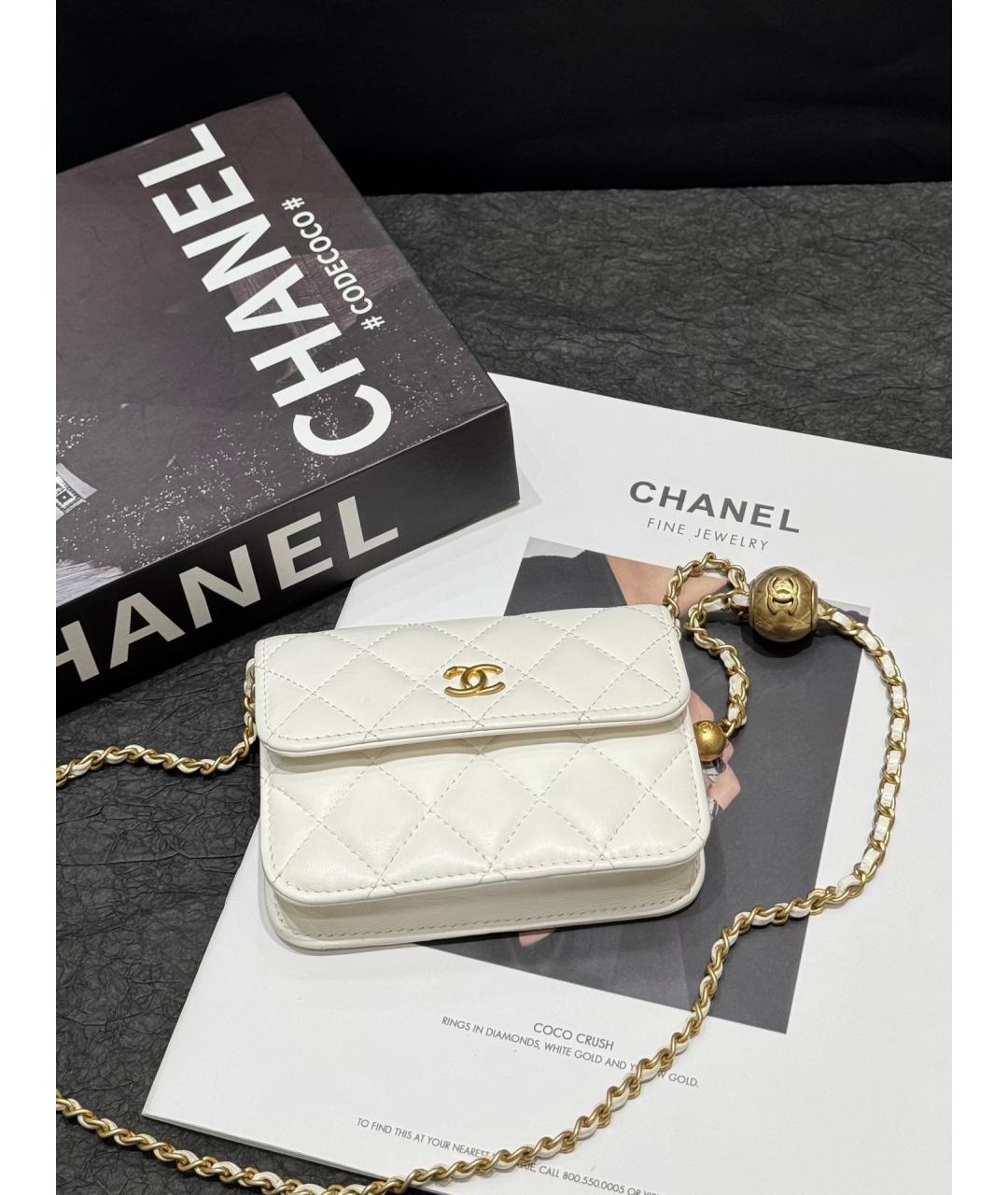 CHANEL Белая кожаная сумка через плечо, фото 2