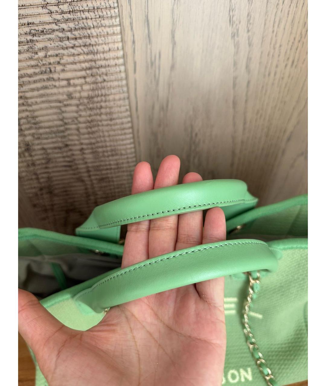 CHANEL Зеленая тканевая пляжная сумка, фото 3