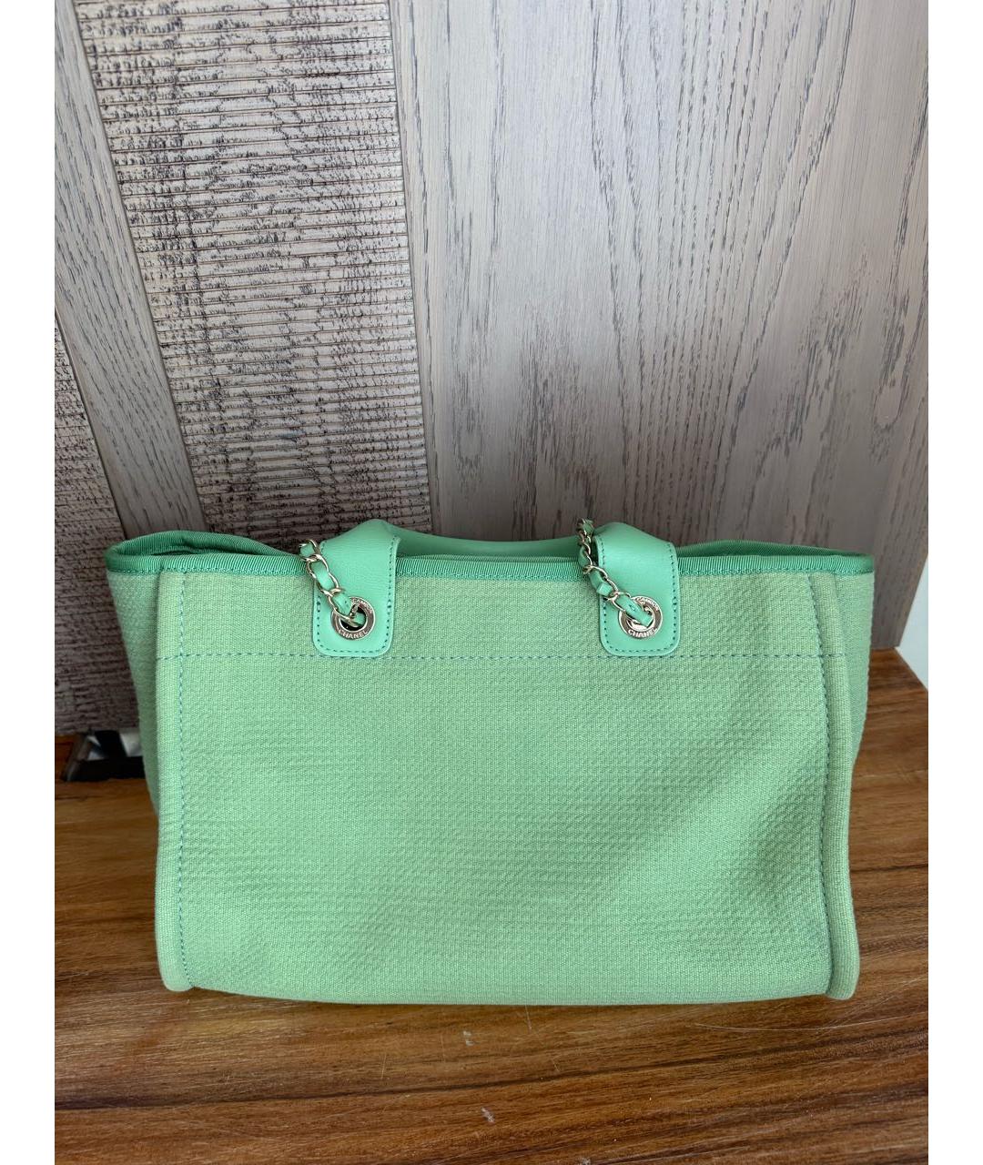 CHANEL Зеленая тканевая пляжная сумка, фото 2