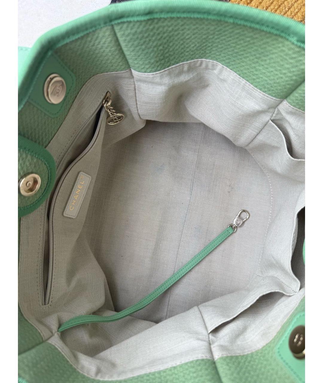 CHANEL Зеленая тканевая пляжная сумка, фото 8