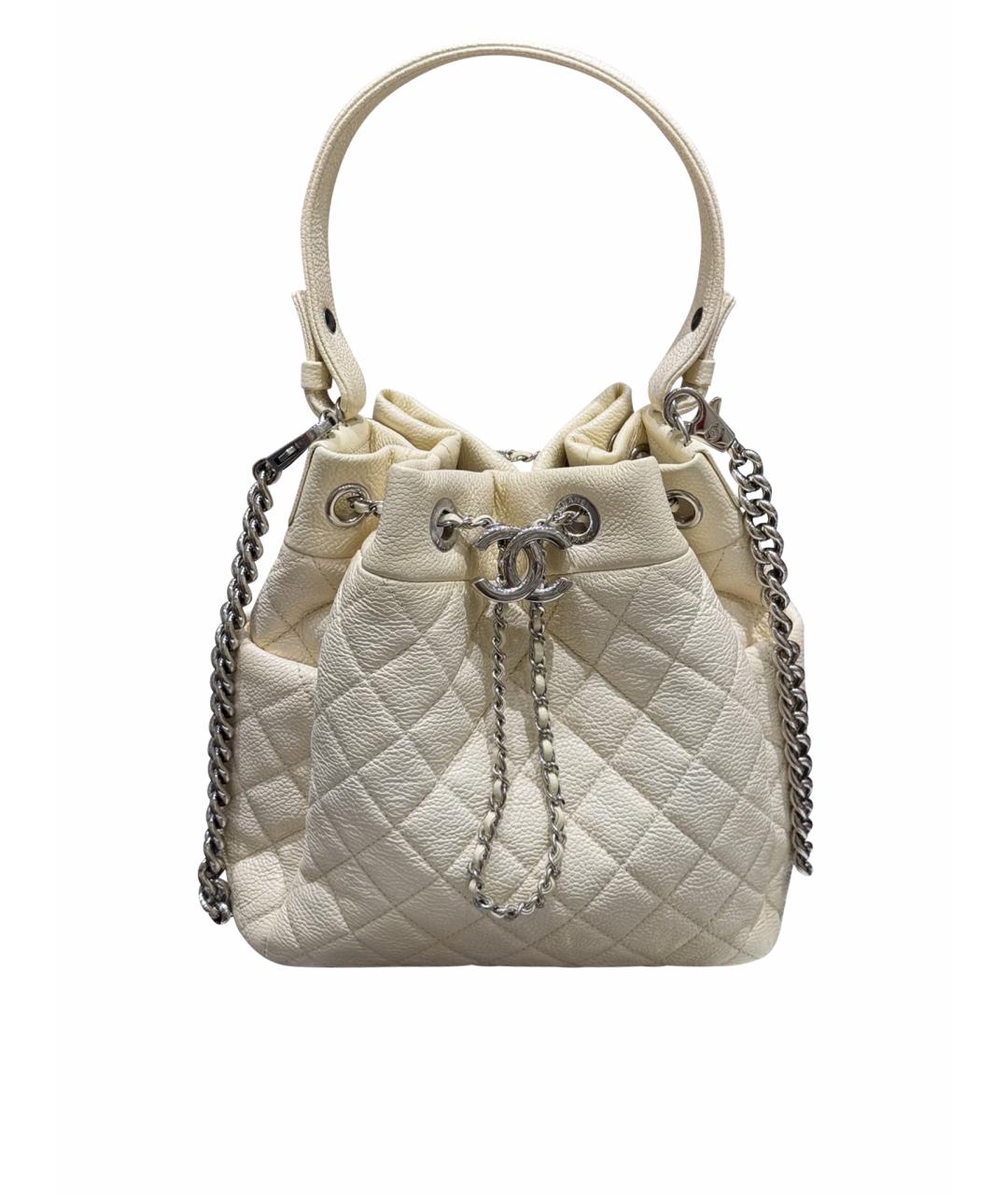 CHANEL Бежевая кожаная сумка с короткими ручками, фото 1