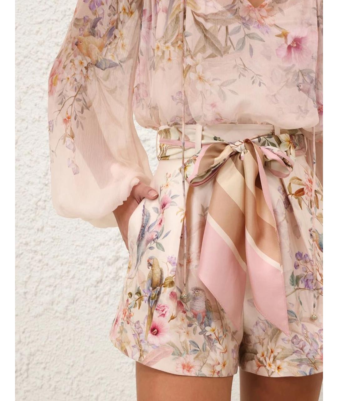 ZIMMERMANN Розовые шелковые шорты, фото 4