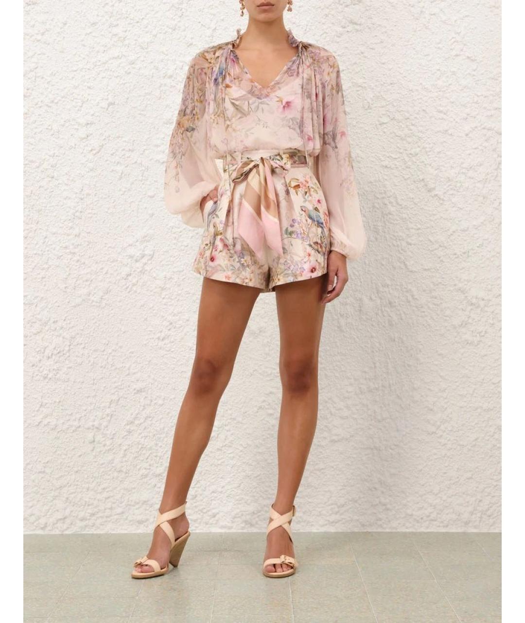 ZIMMERMANN Розовые шелковые шорты, фото 2