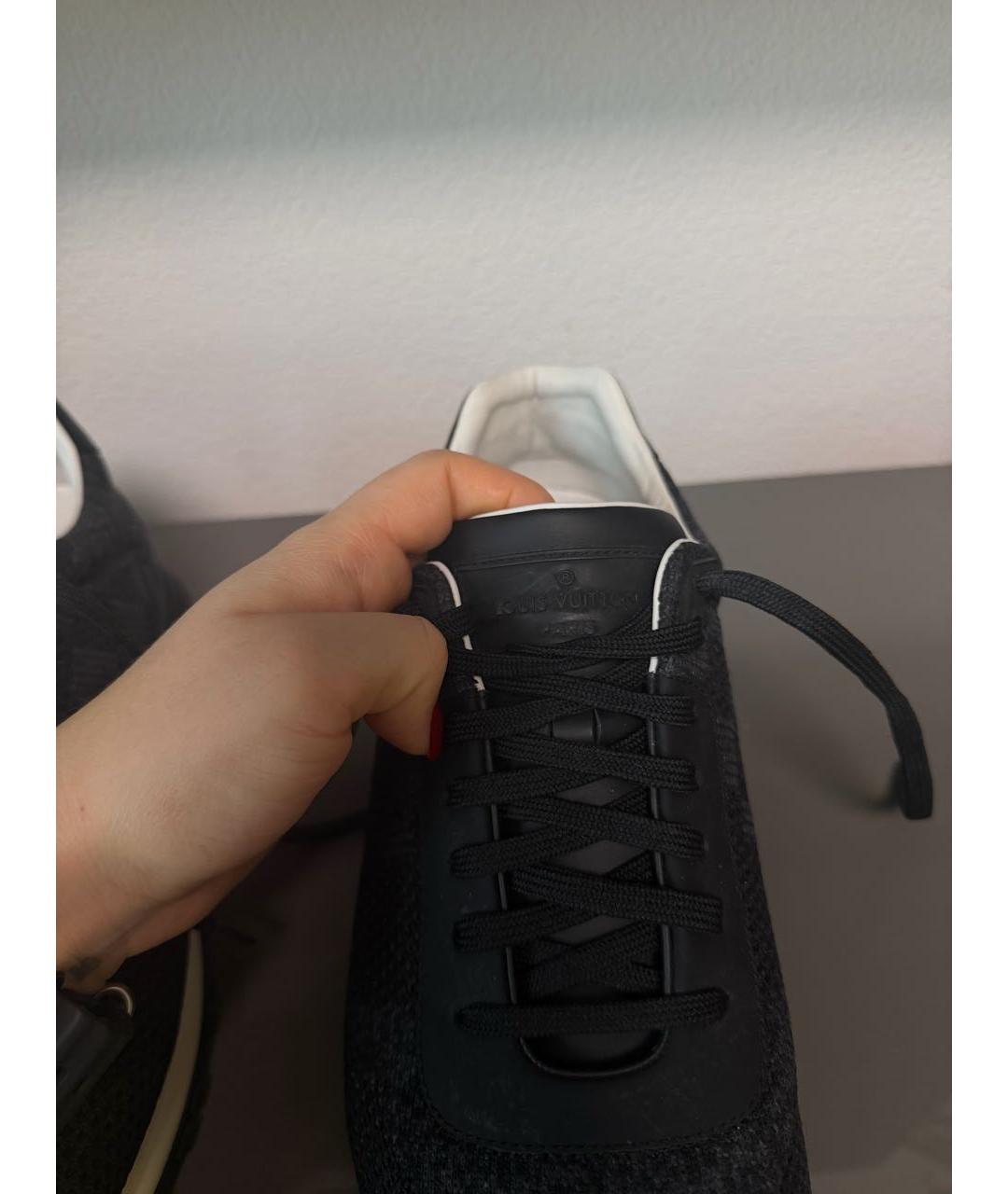 LOUIS VUITTON Черные кожаные низкие кроссовки / кеды, фото 7