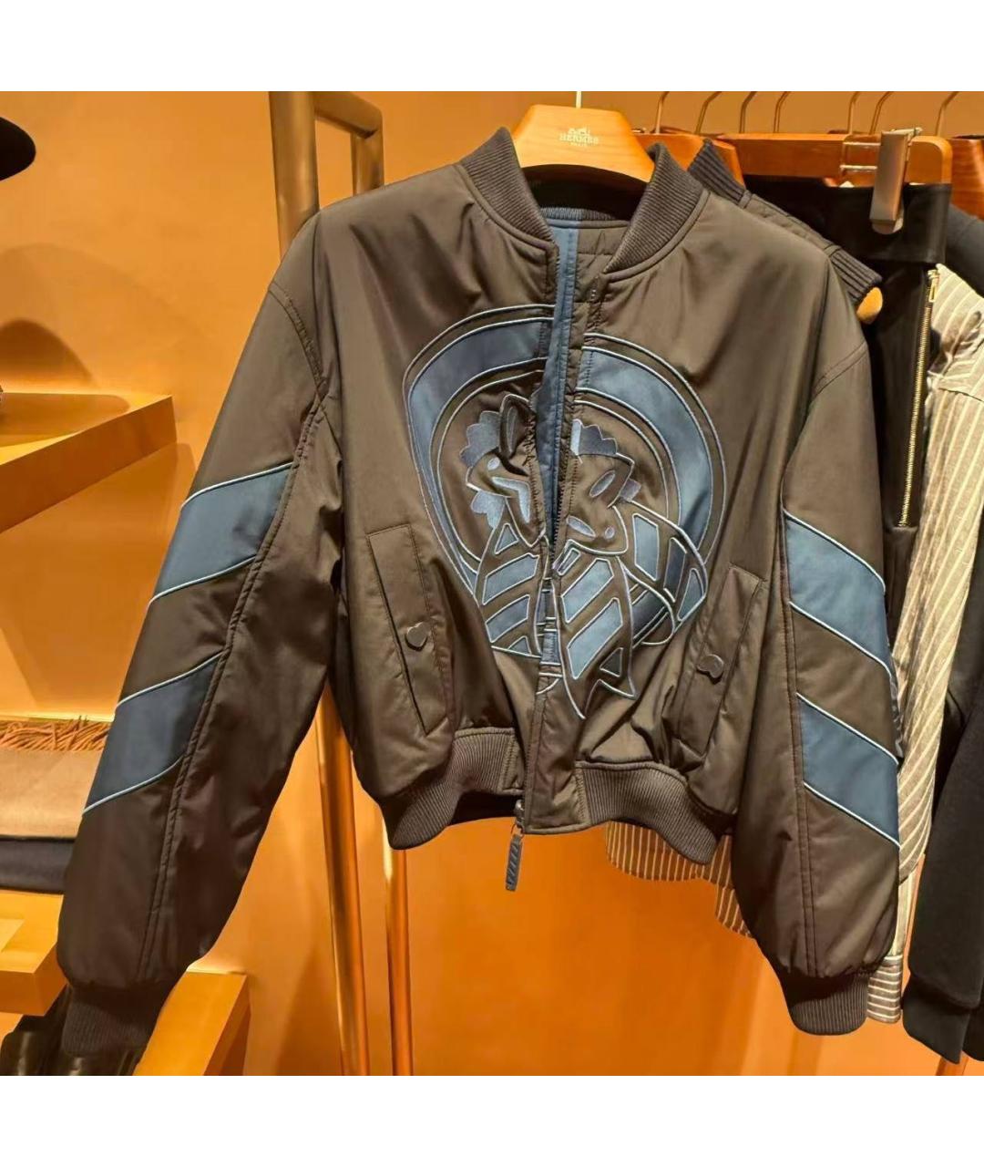 HERMES Синяя полиэстеровая куртка, фото 2