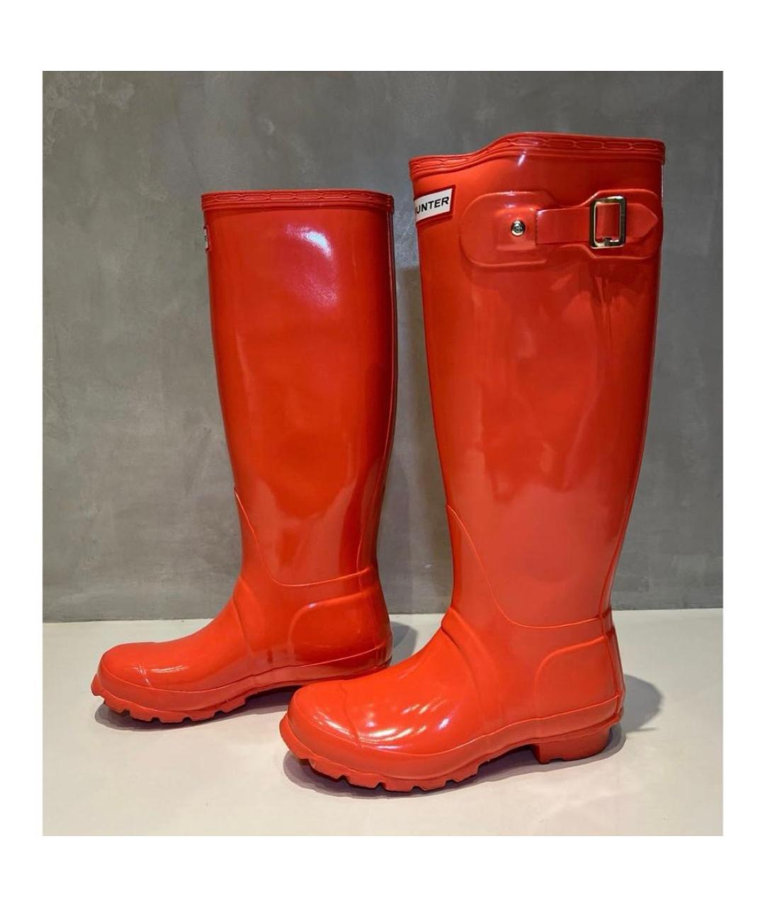 HUNTER Оранжевое резиновые сапоги, фото 7
