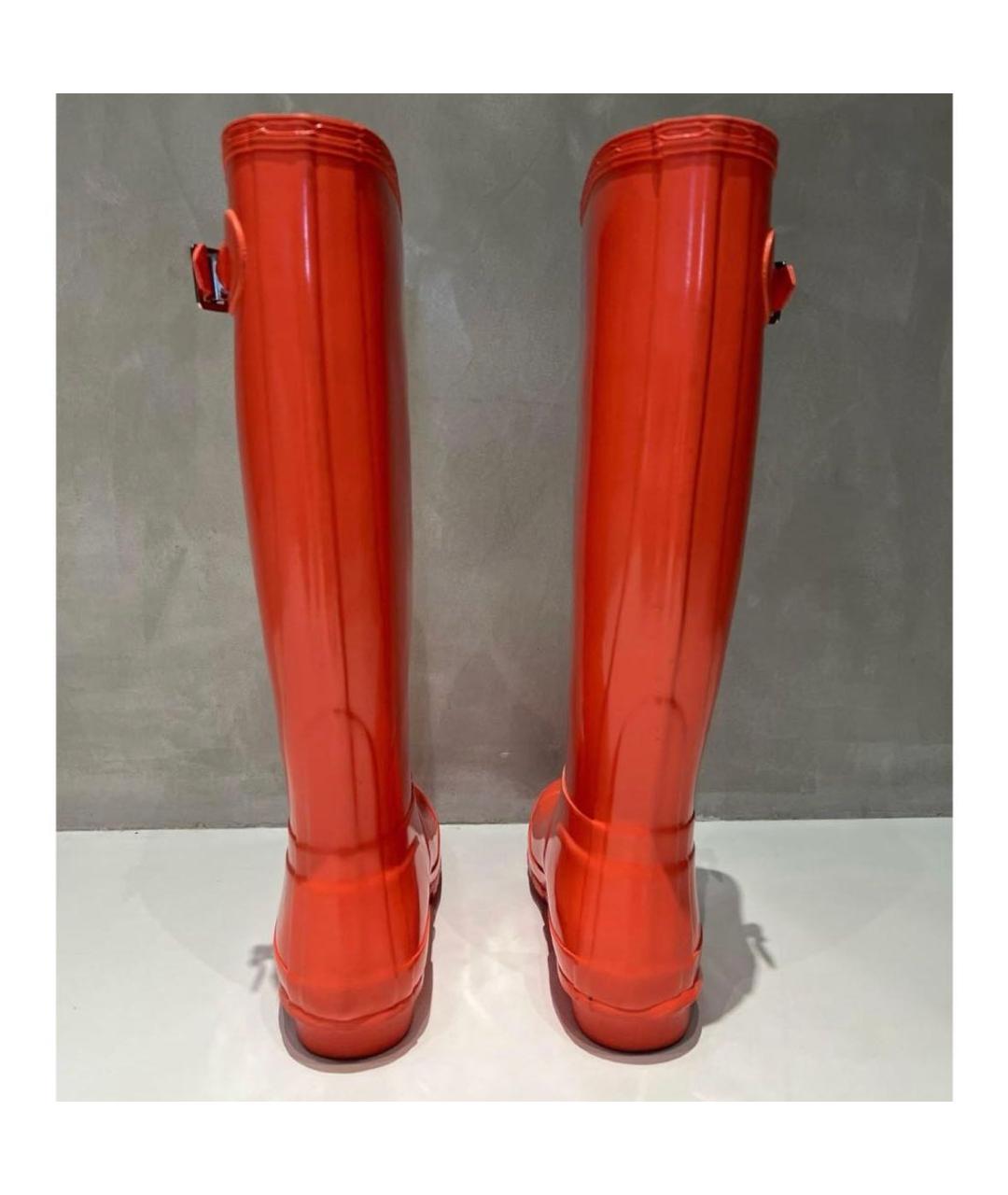 HUNTER Оранжевое резиновые сапоги, фото 4