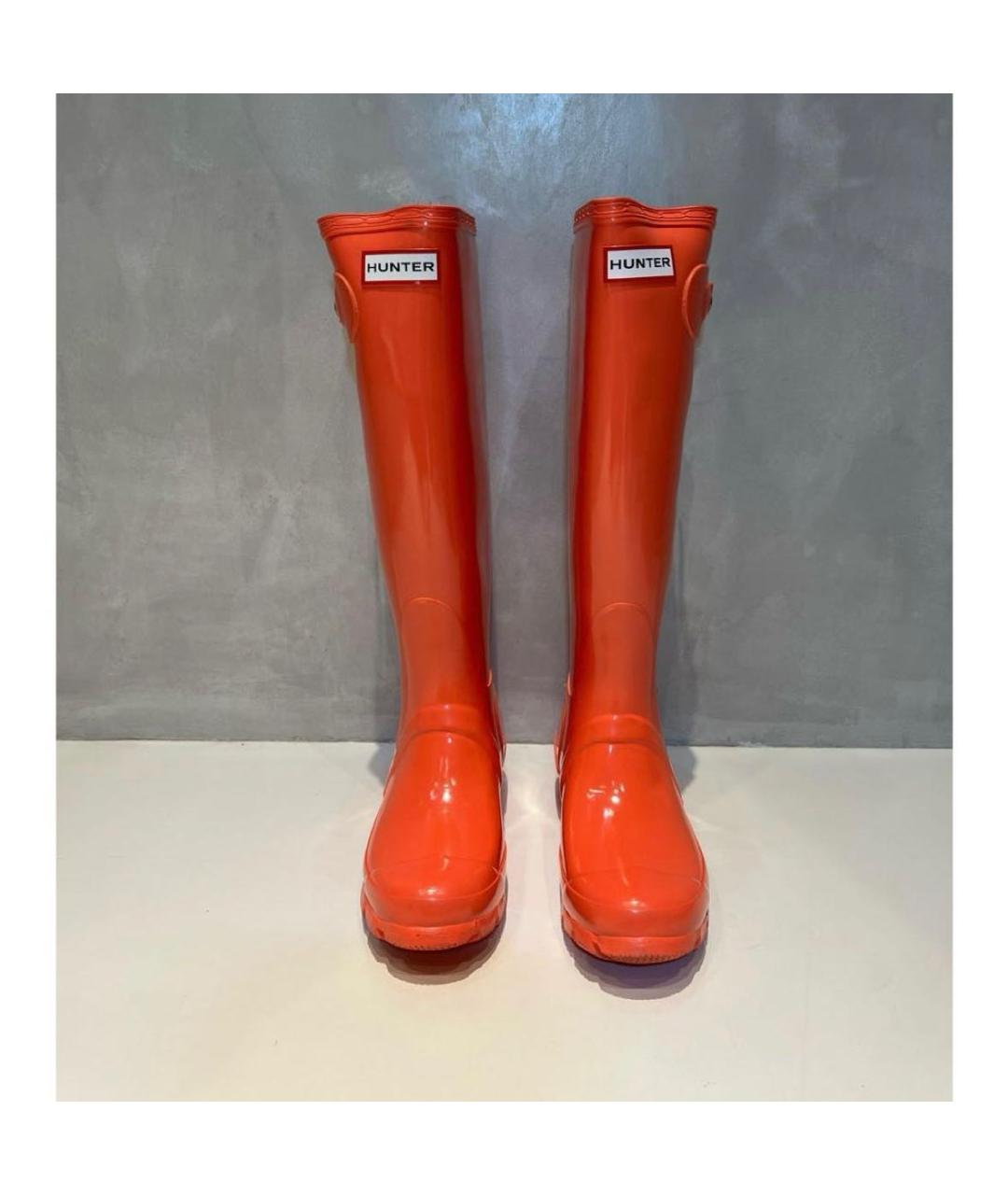 HUNTER Оранжевое резиновые сапоги, фото 2