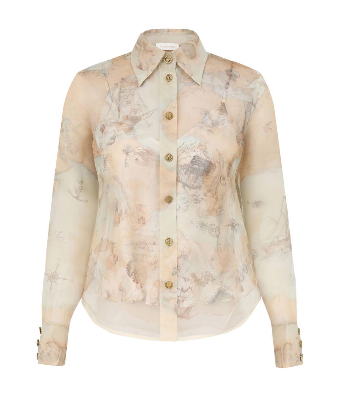 ZIMMERMANN Бежевая шелковая рубашка, фото 5