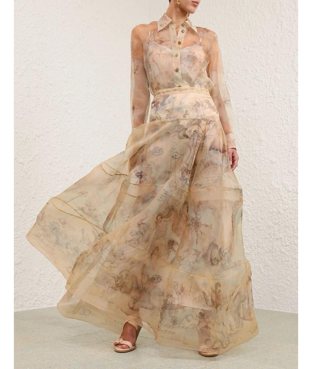 ZIMMERMANN Бежевая шелковая рубашка, фото 2