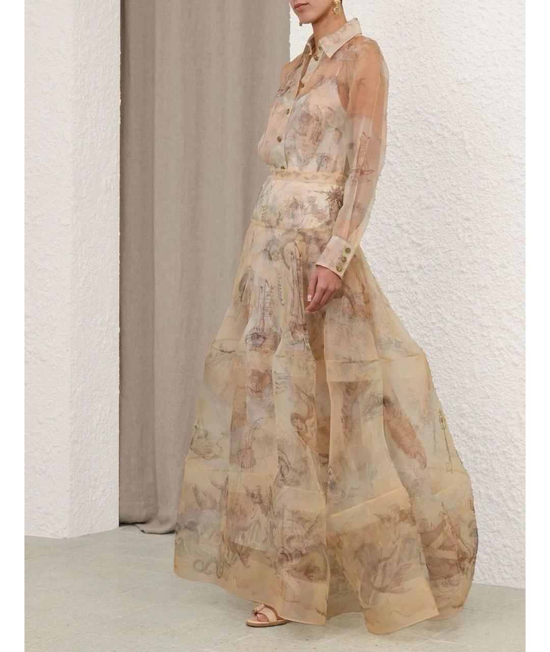 ZIMMERMANN Бежевая шелковая рубашка, фото 3