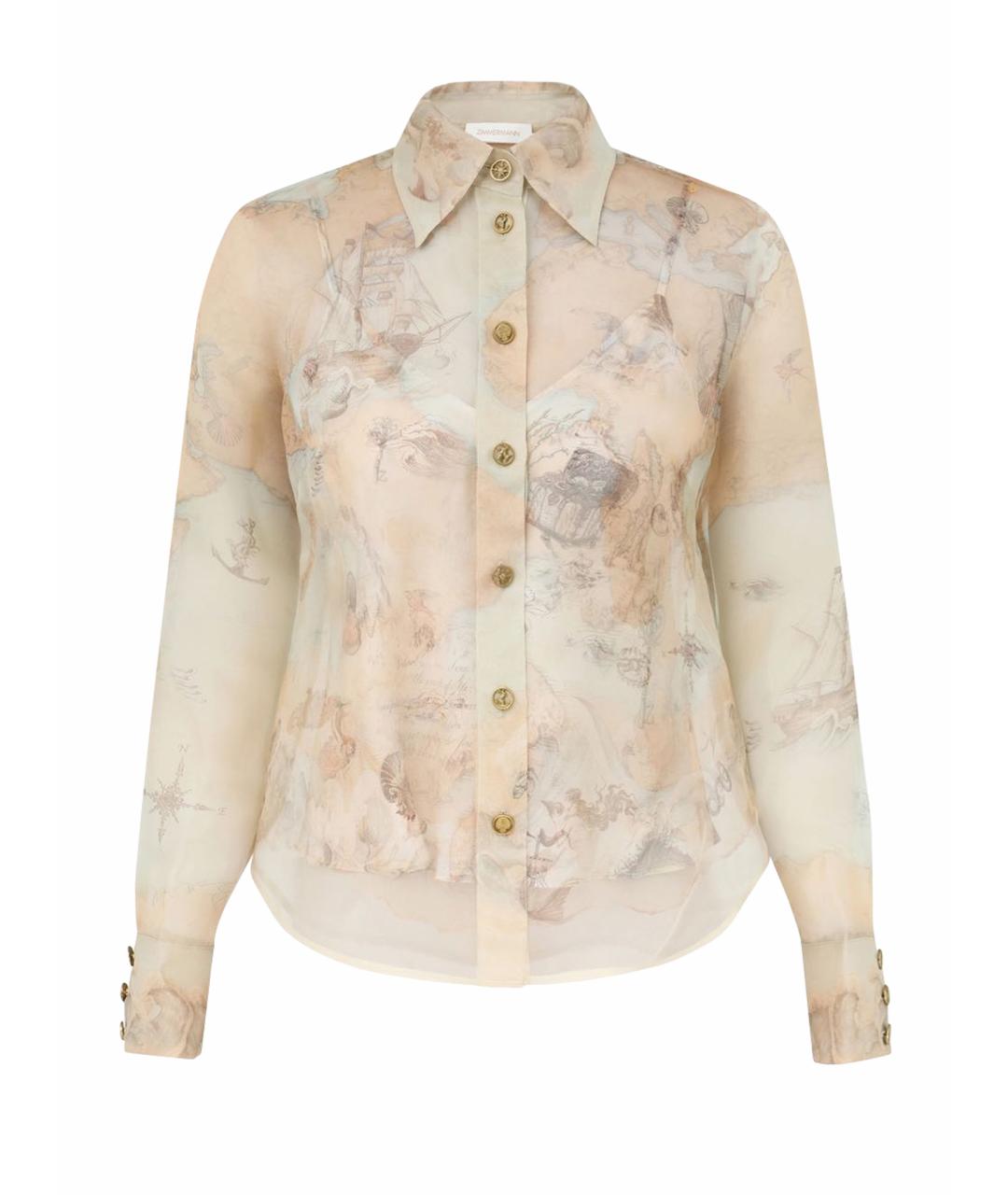 ZIMMERMANN Бежевая шелковая рубашка, фото 1