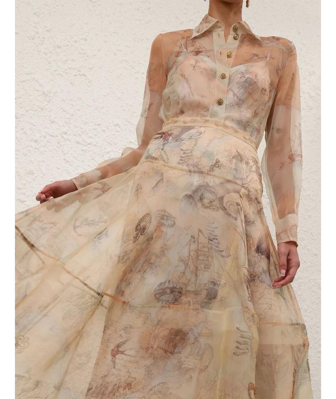 ZIMMERMANN Бежевая шелковая рубашка, фото 4