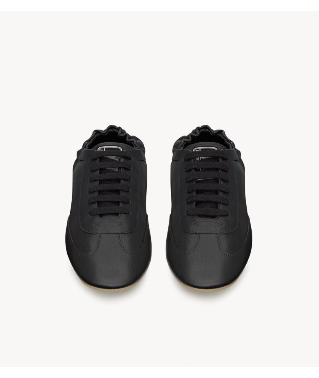 SAINT LAURENT Черные кожаные низкие кроссовки / кеды, фото 2