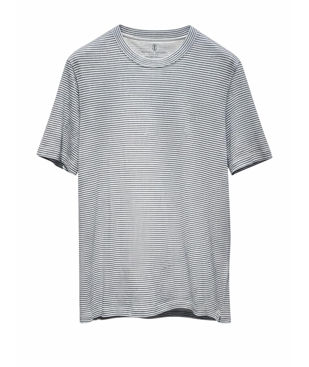 BRUNELLO CUCINELLI Белая хлопко-леновая футболка, фото 1