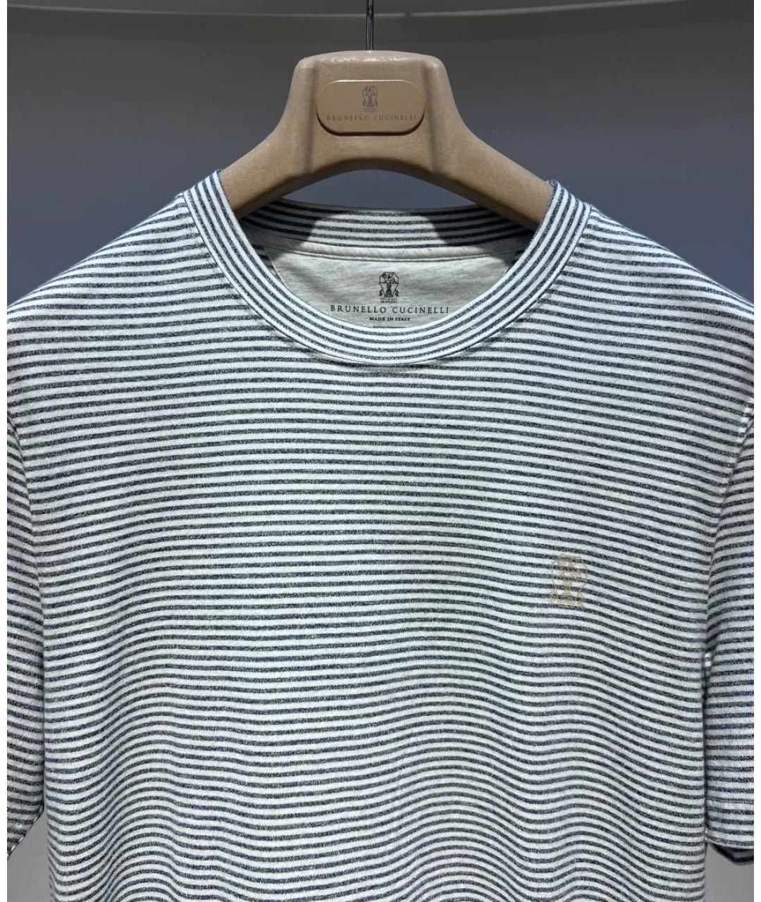BRUNELLO CUCINELLI Белая хлопко-леновая футболка, фото 3