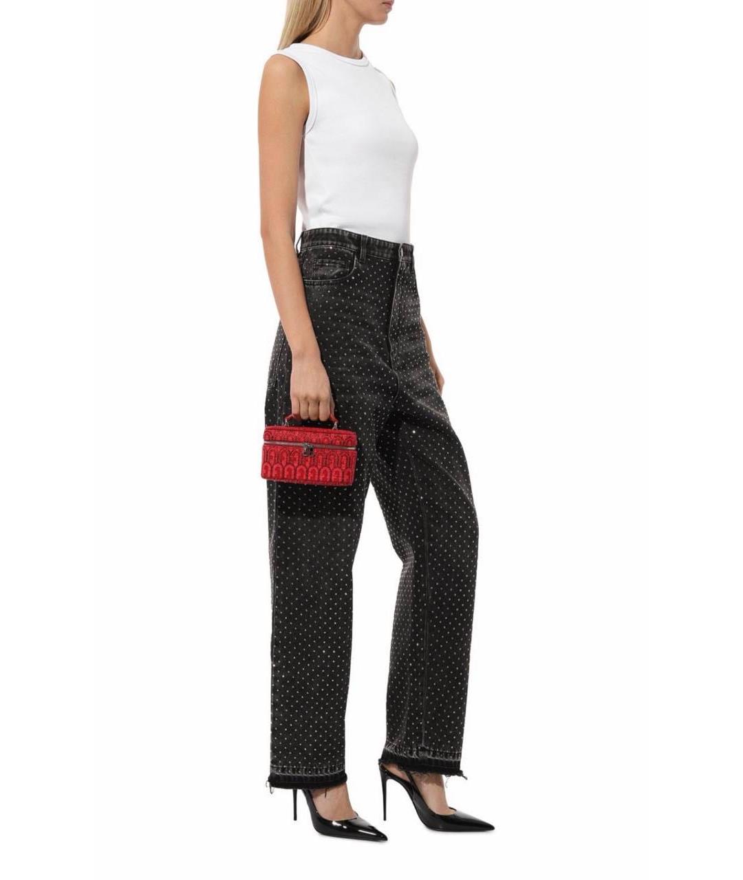 FURLA Красная жаккардовая сумка с короткими ручками, фото 5