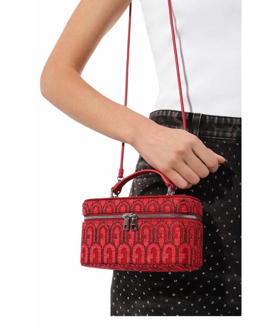 FURLA Красная жаккардовая сумка с короткими ручками, фото 6