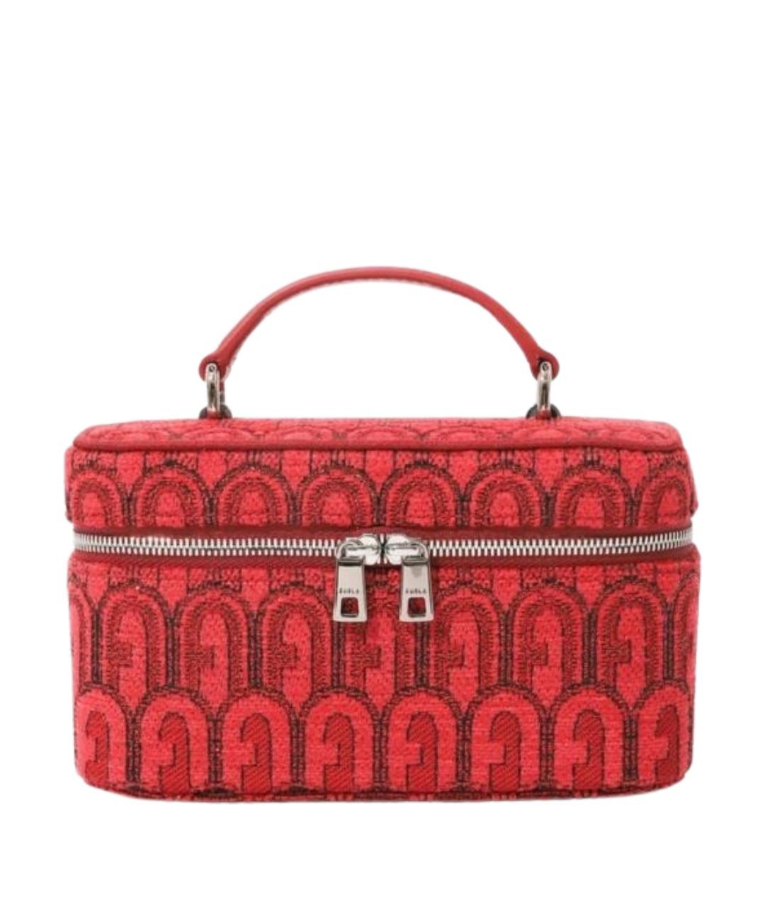 FURLA Красная жаккардовая сумка с короткими ручками, фото 1
