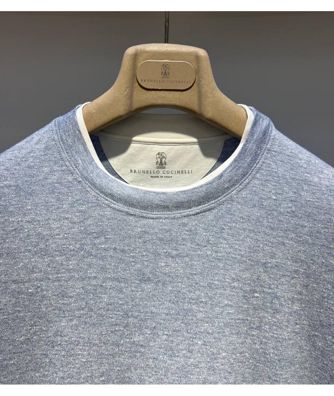 BRUNELLO CUCINELLI Серая хлопко-леновая футболка, фото 3
