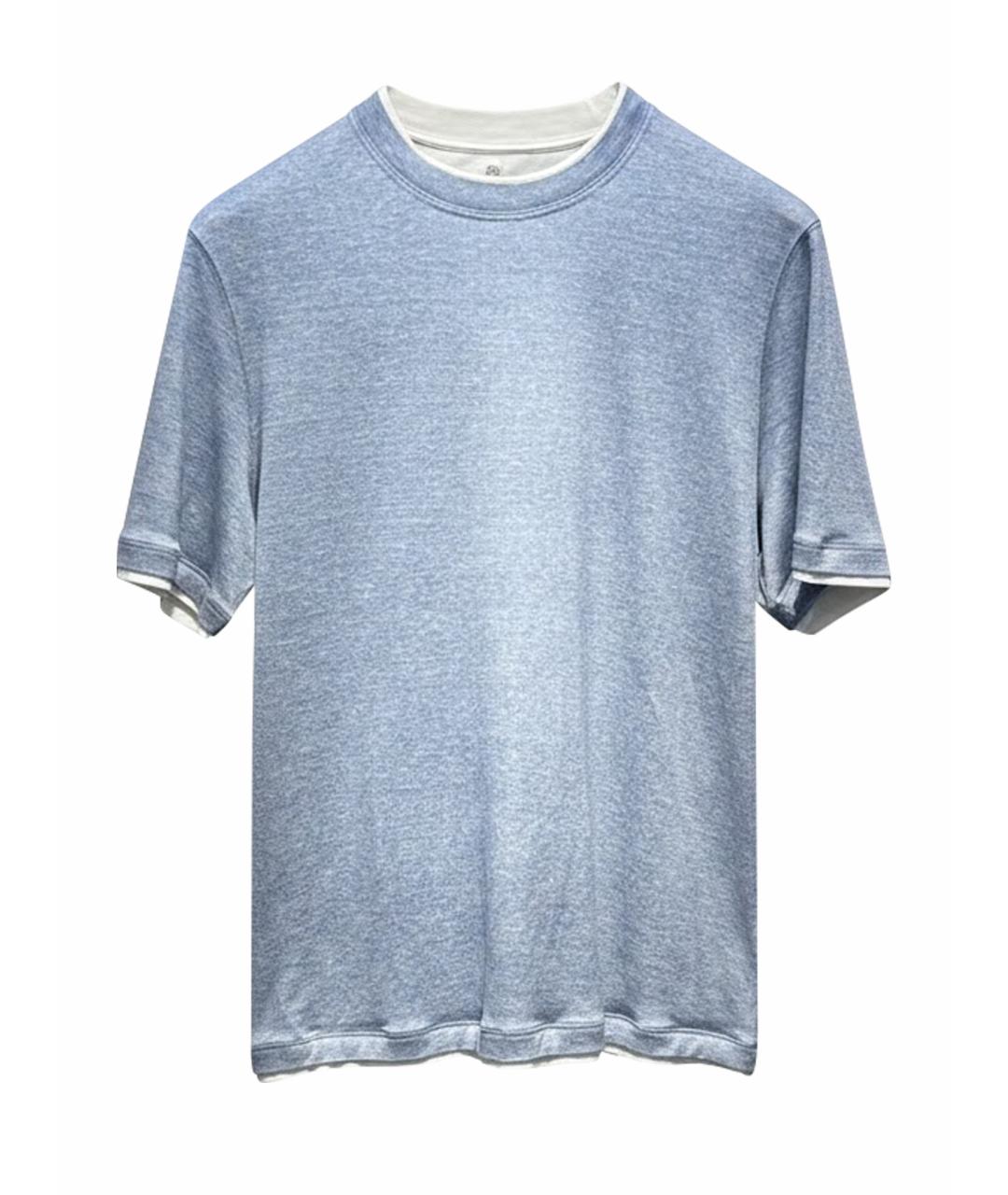 BRUNELLO CUCINELLI Серая хлопко-леновая футболка, фото 1