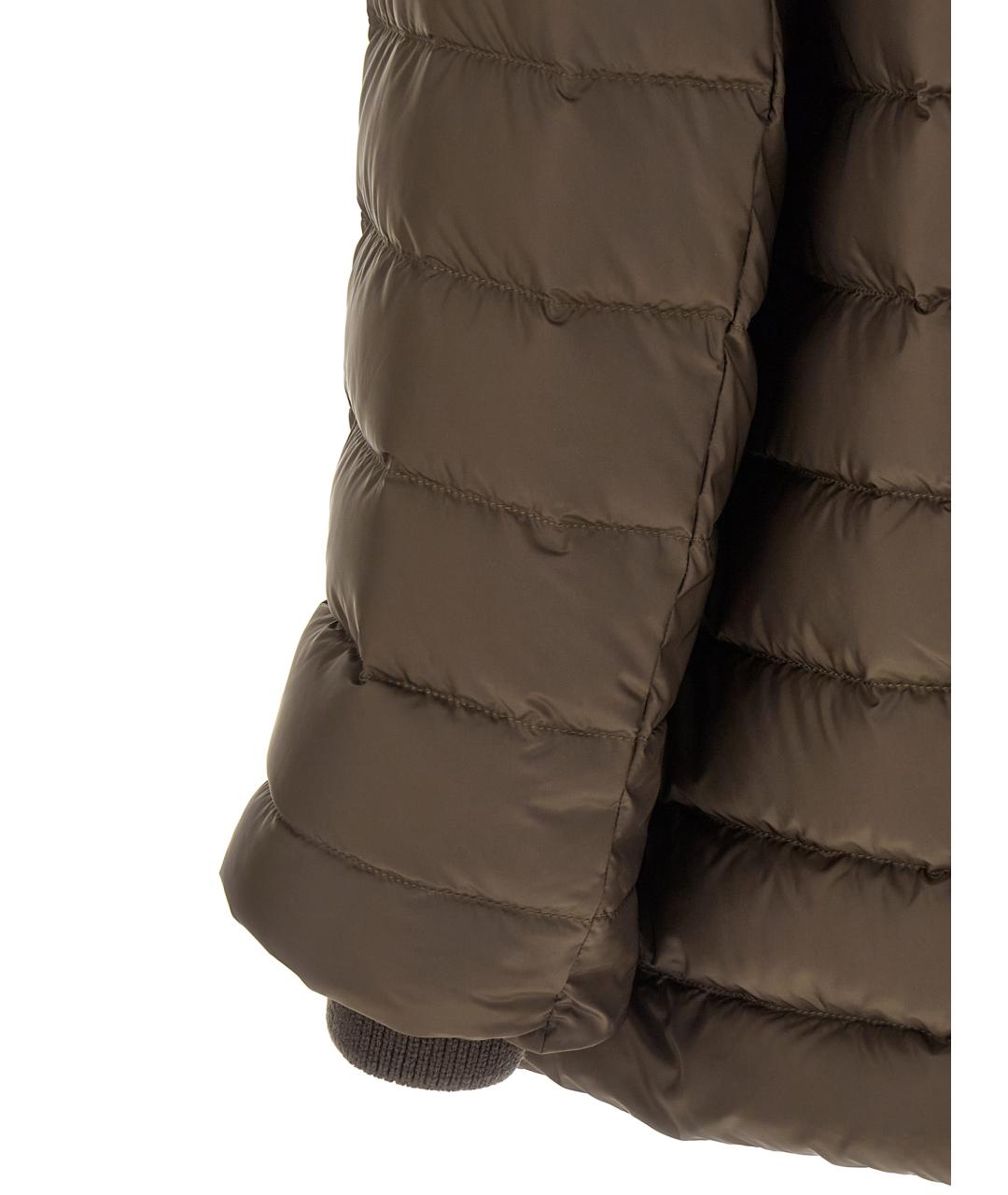 MONCLER Коричневый полиэстеровый пуховик, фото 3