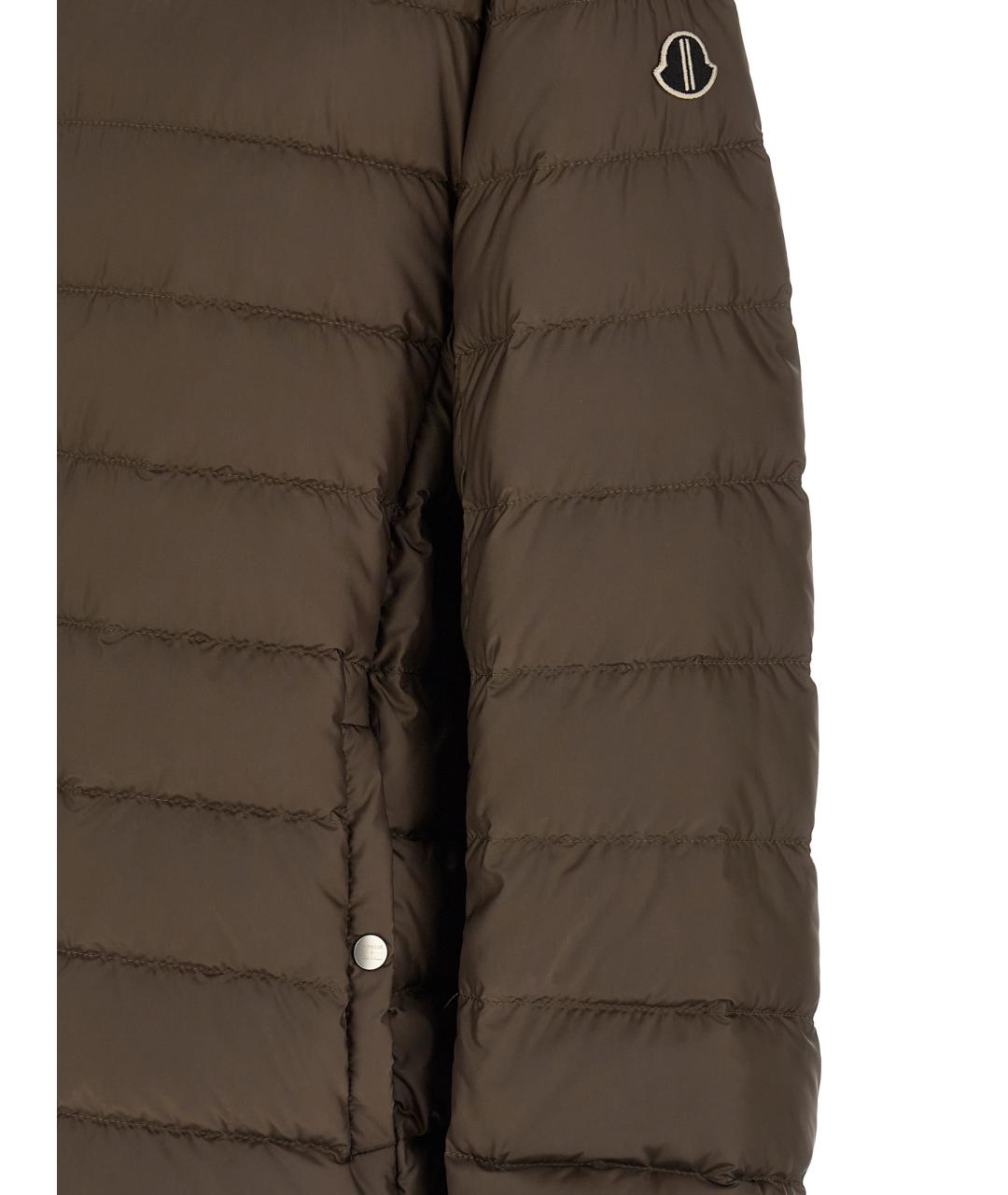 MONCLER Коричневый полиэстеровый пуховик, фото 4