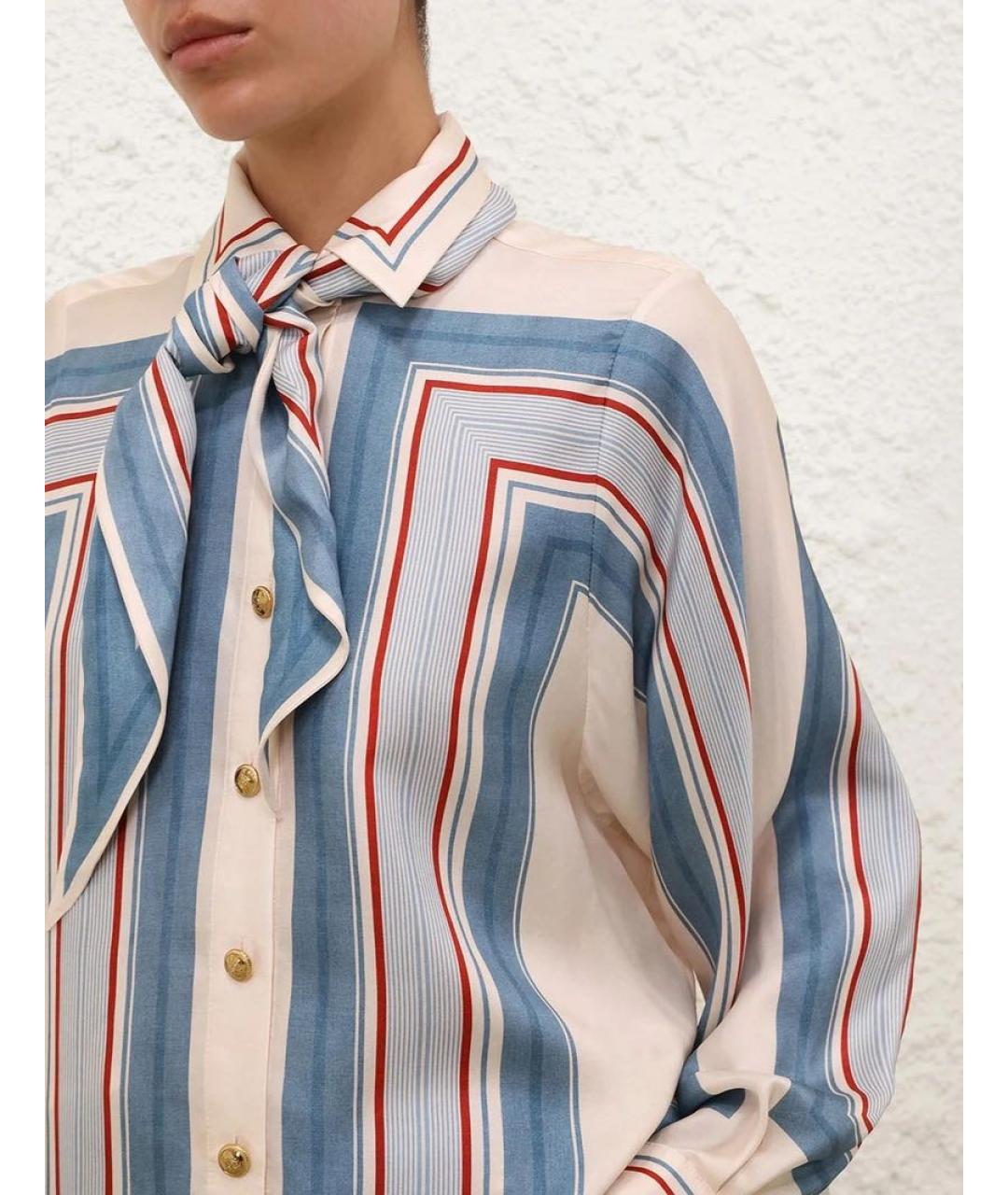 ZIMMERMANN Голубая шелковая рубашка, фото 5