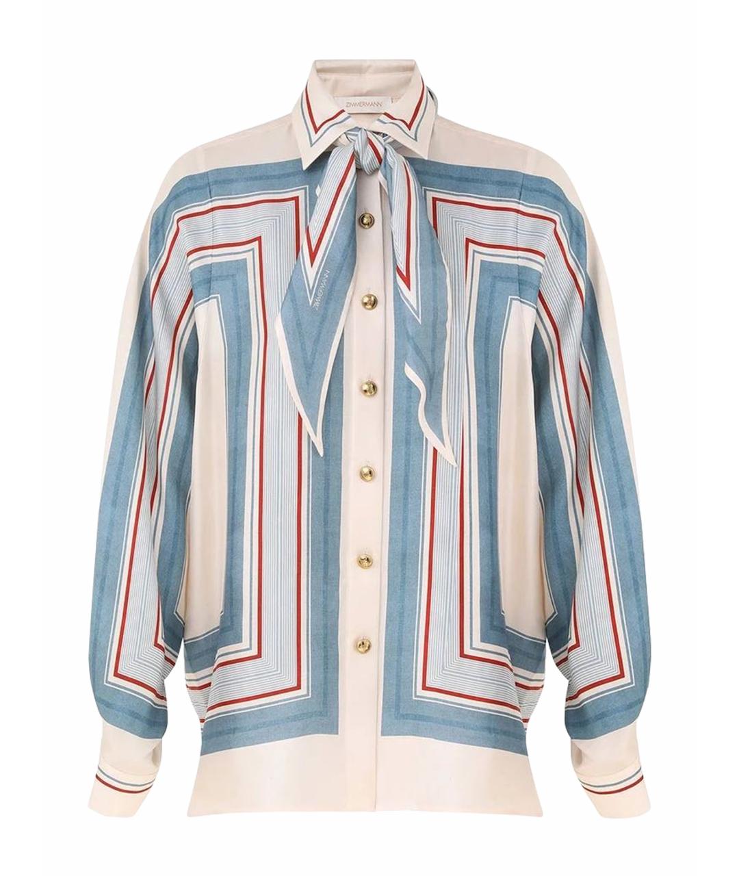 ZIMMERMANN Голубая шелковая рубашка, фото 6