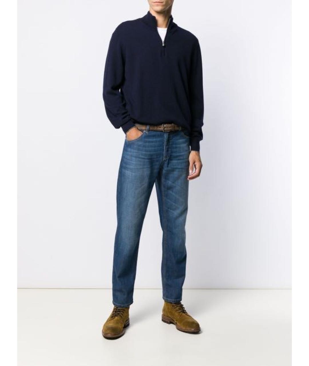 BRUNELLO CUCINELLI Темно-синий кашемировый джемпер / свитер, фото 2