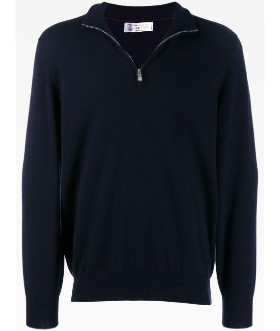 BRUNELLO CUCINELLI Темно-синий кашемировый джемпер / свитер, фото 8