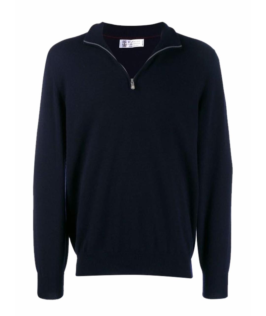 BRUNELLO CUCINELLI Темно-синий кашемировый джемпер / свитер, фото 1