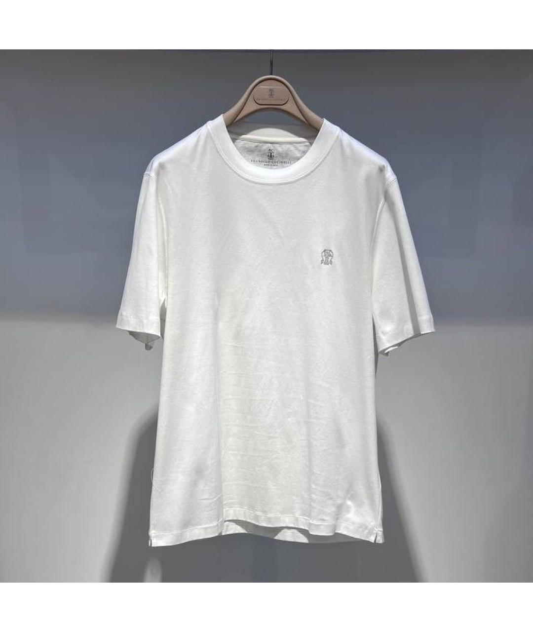 BRUNELLO CUCINELLI Белая хлопковая футболка, фото 4
