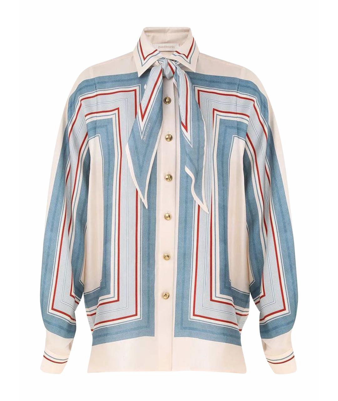 ZIMMERMANN Голубая шелковая рубашка, фото 1