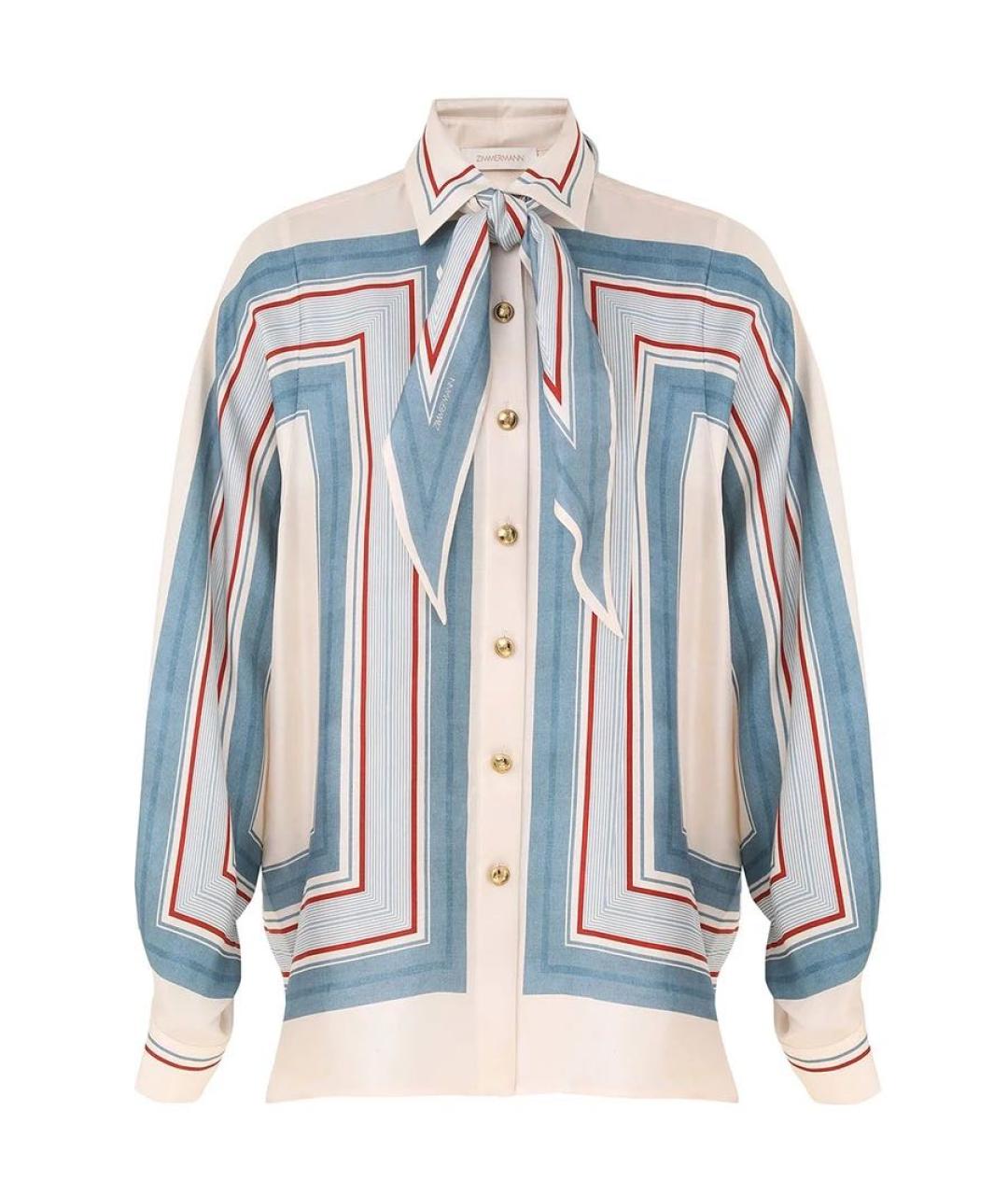 ZIMMERMANN Голубая шелковая рубашка, фото 6