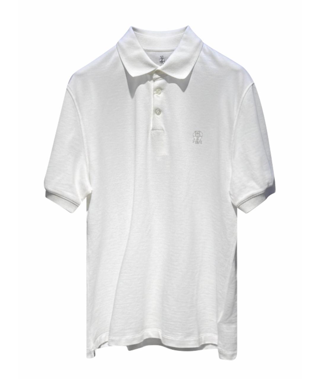 BRUNELLO CUCINELLI Белое хлопковое поло с коротким рукавом, фото 1