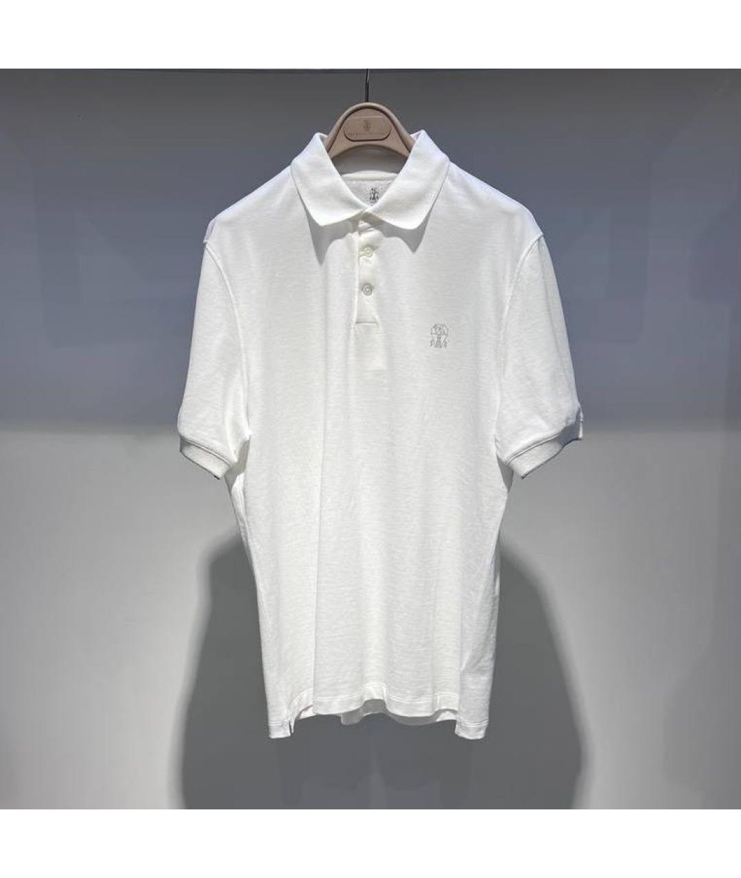 BRUNELLO CUCINELLI Белое хлопковое поло с коротким рукавом, фото 4