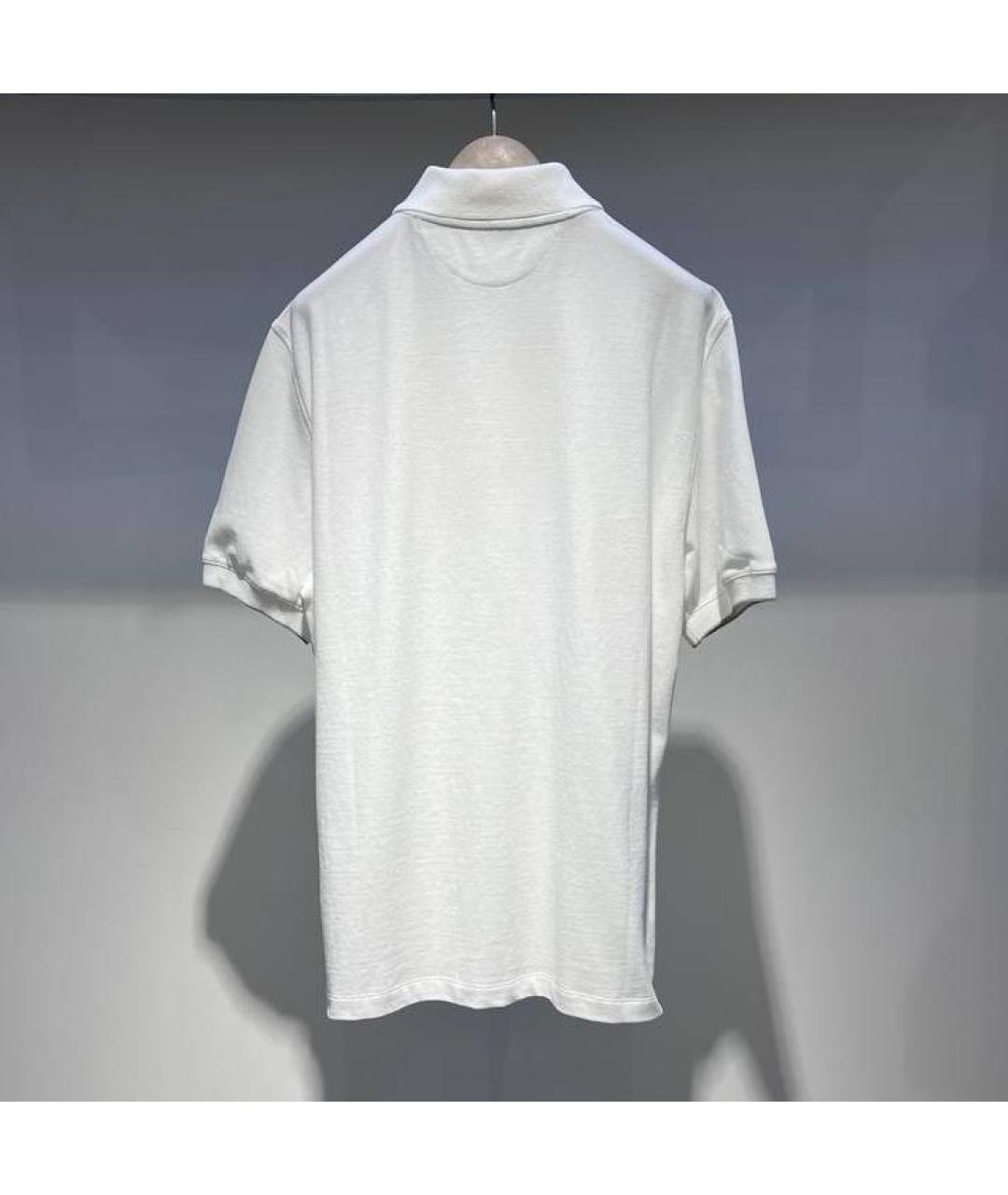 BRUNELLO CUCINELLI Белое хлопковое поло с коротким рукавом, фото 2