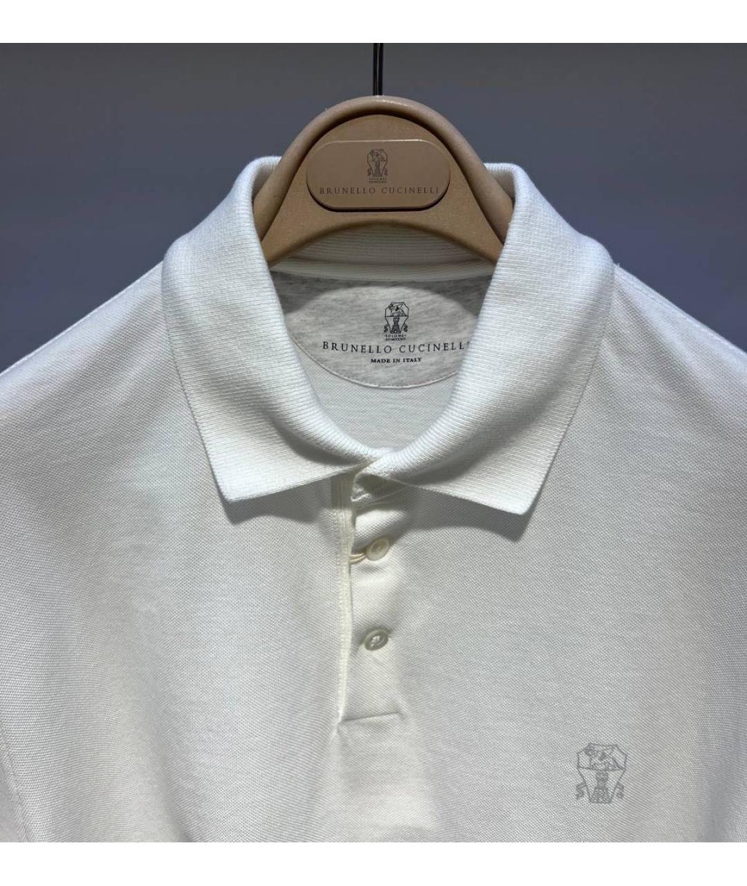 BRUNELLO CUCINELLI Белое хлопковое поло с коротким рукавом, фото 3
