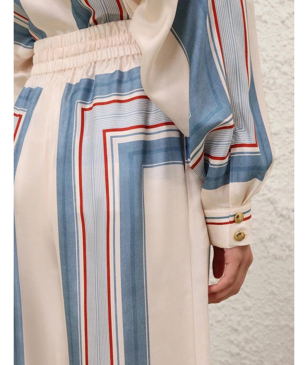 ZIMMERMANN Голубые шелковые брюки широкие, фото 4