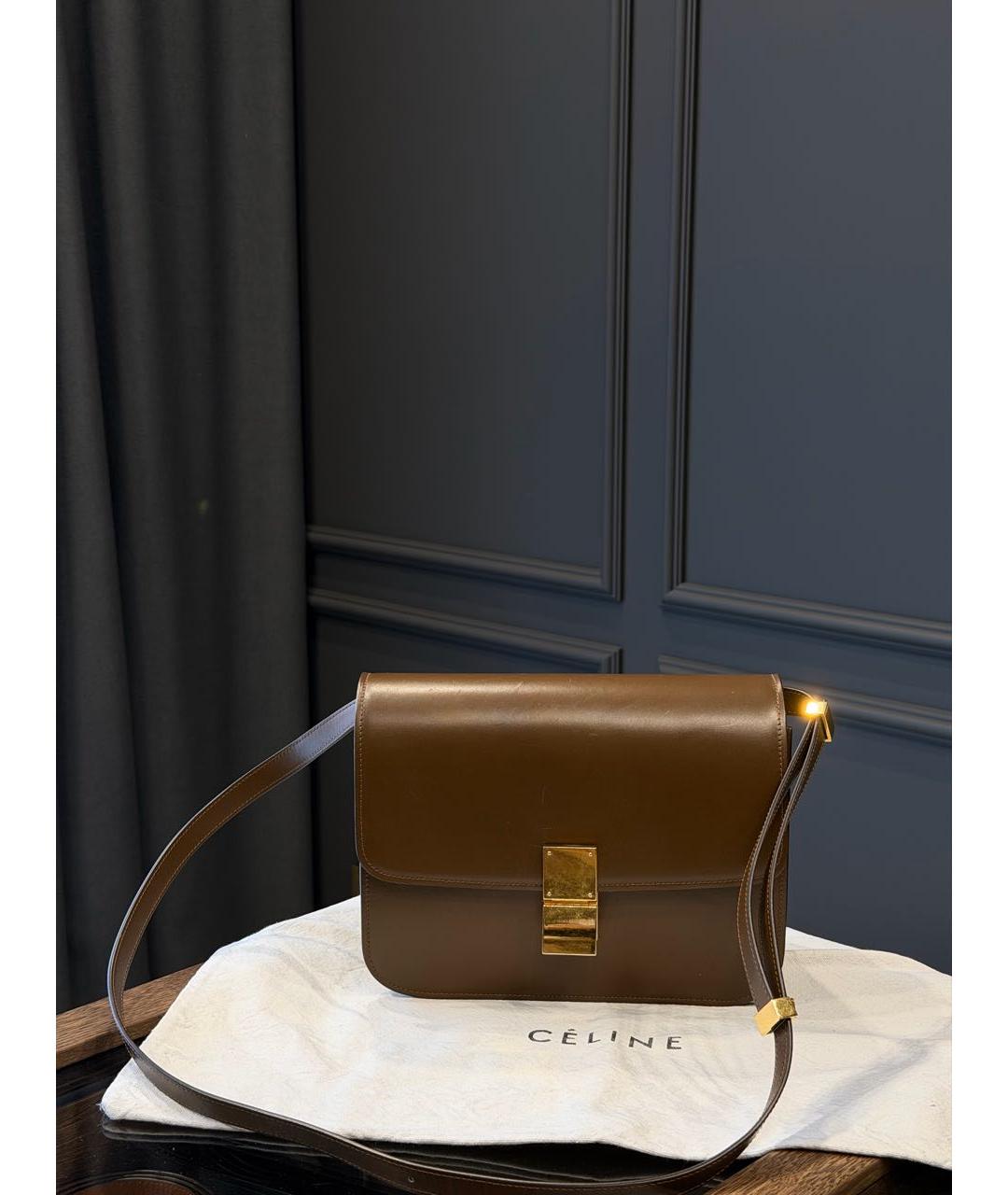 CELINE Коричневая кожаная сумка через плечо, фото 9