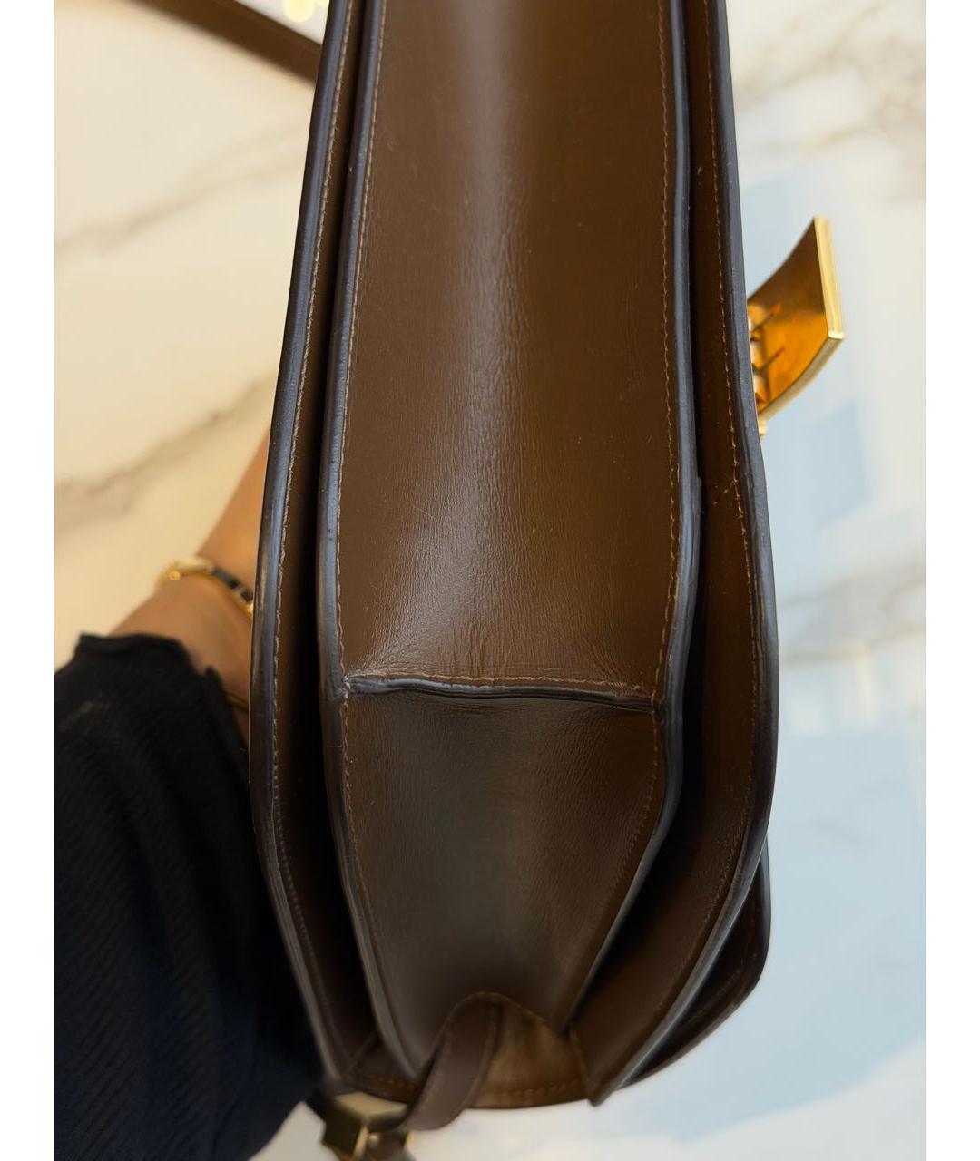 CELINE Коричневая кожаная сумка через плечо, фото 8