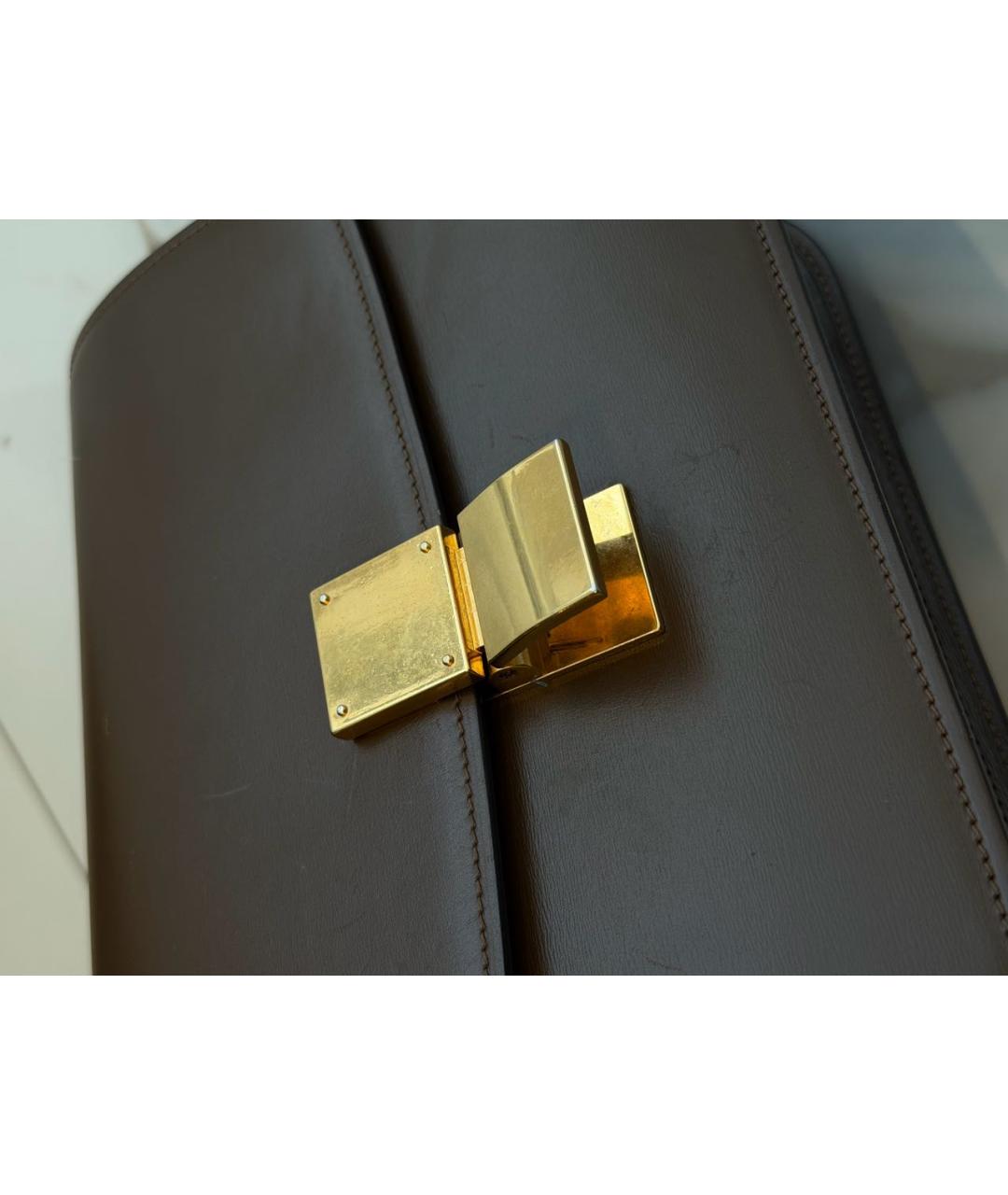 CELINE Коричневая кожаная сумка через плечо, фото 7