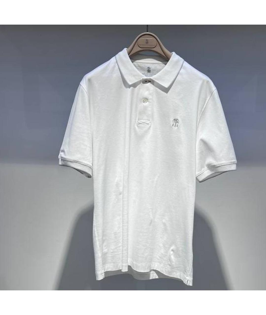 BRUNELLO CUCINELLI Белое хлопковое поло с коротким рукавом, фото 4