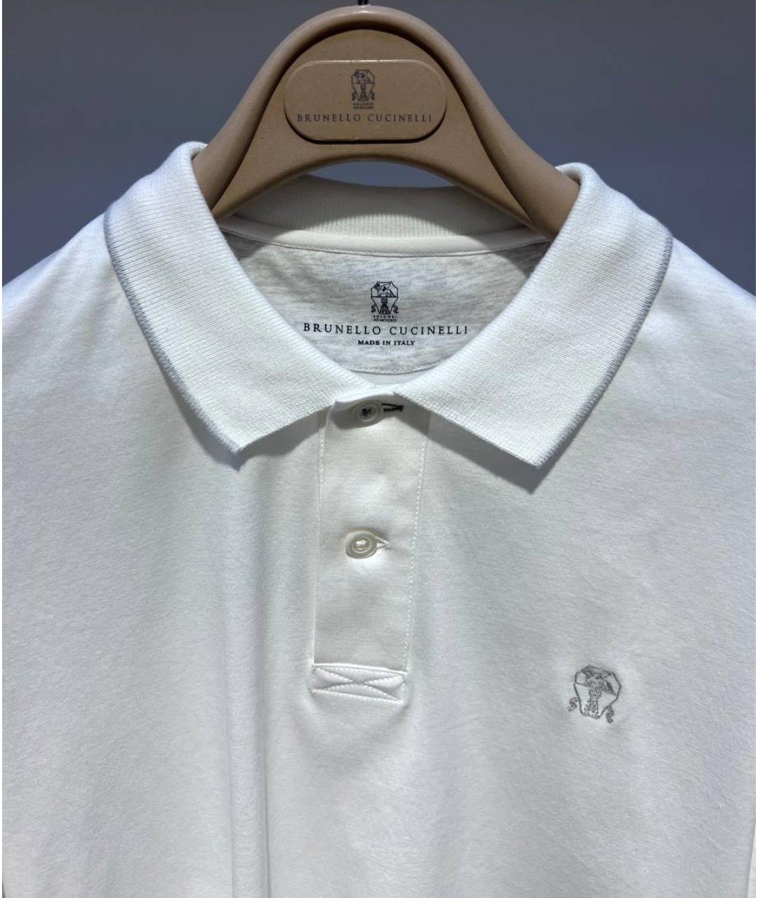 BRUNELLO CUCINELLI Белое хлопковое поло с коротким рукавом, фото 3