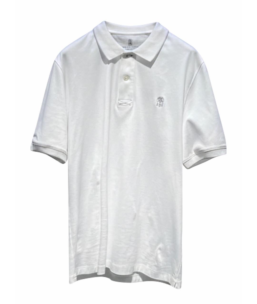 BRUNELLO CUCINELLI Белое хлопковое поло с коротким рукавом, фото 1