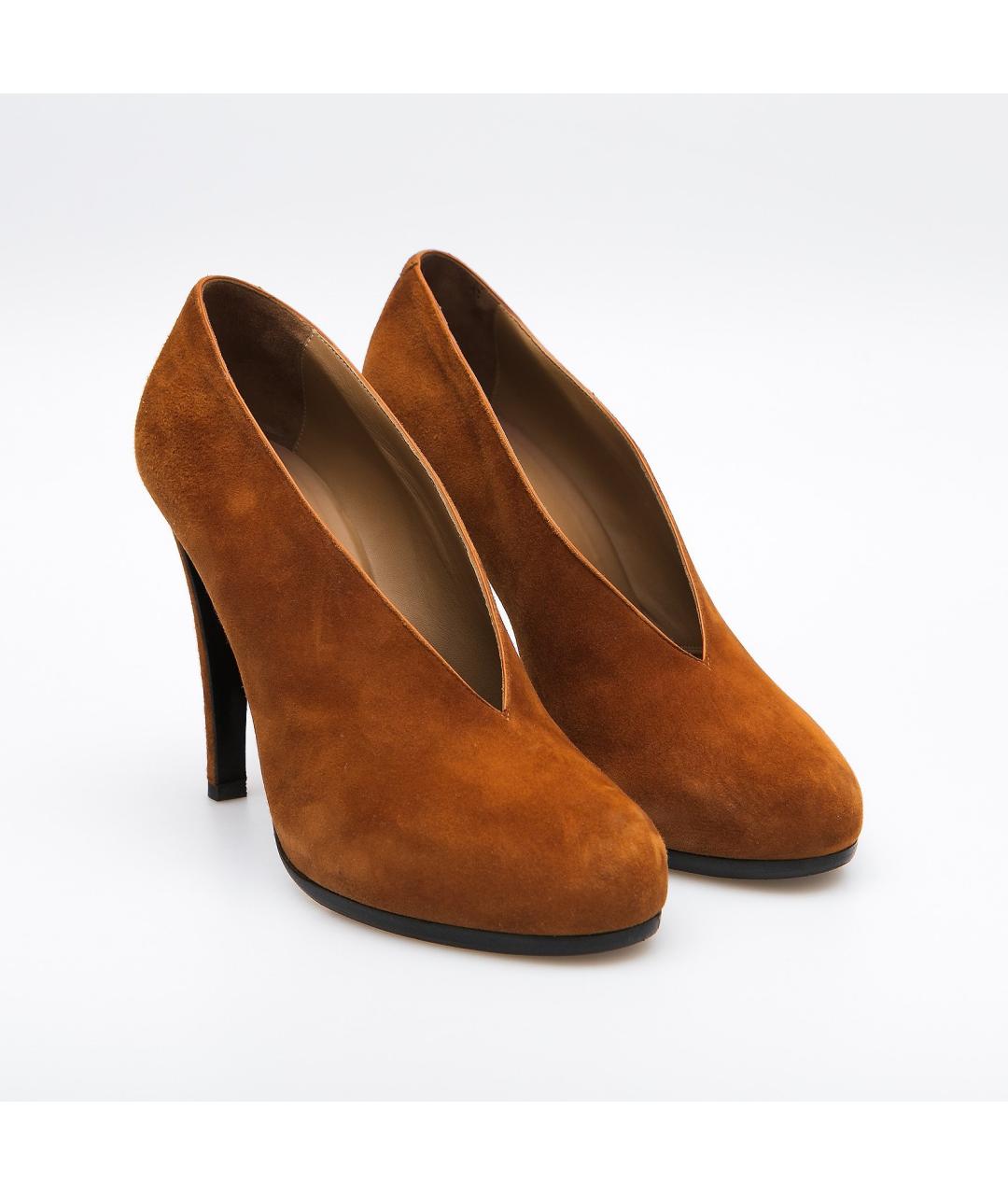 HERMES Коричневые замшевые туфли, фото 2